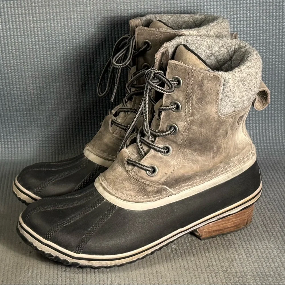 Sorel‎ Women's Slimpack Lace II Winter Boots Gray/Black Size 10
